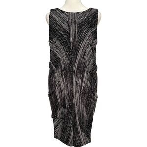 Vintage Vivienne Tam Ruched Black & White Sleeveless Drape Dress, Size S